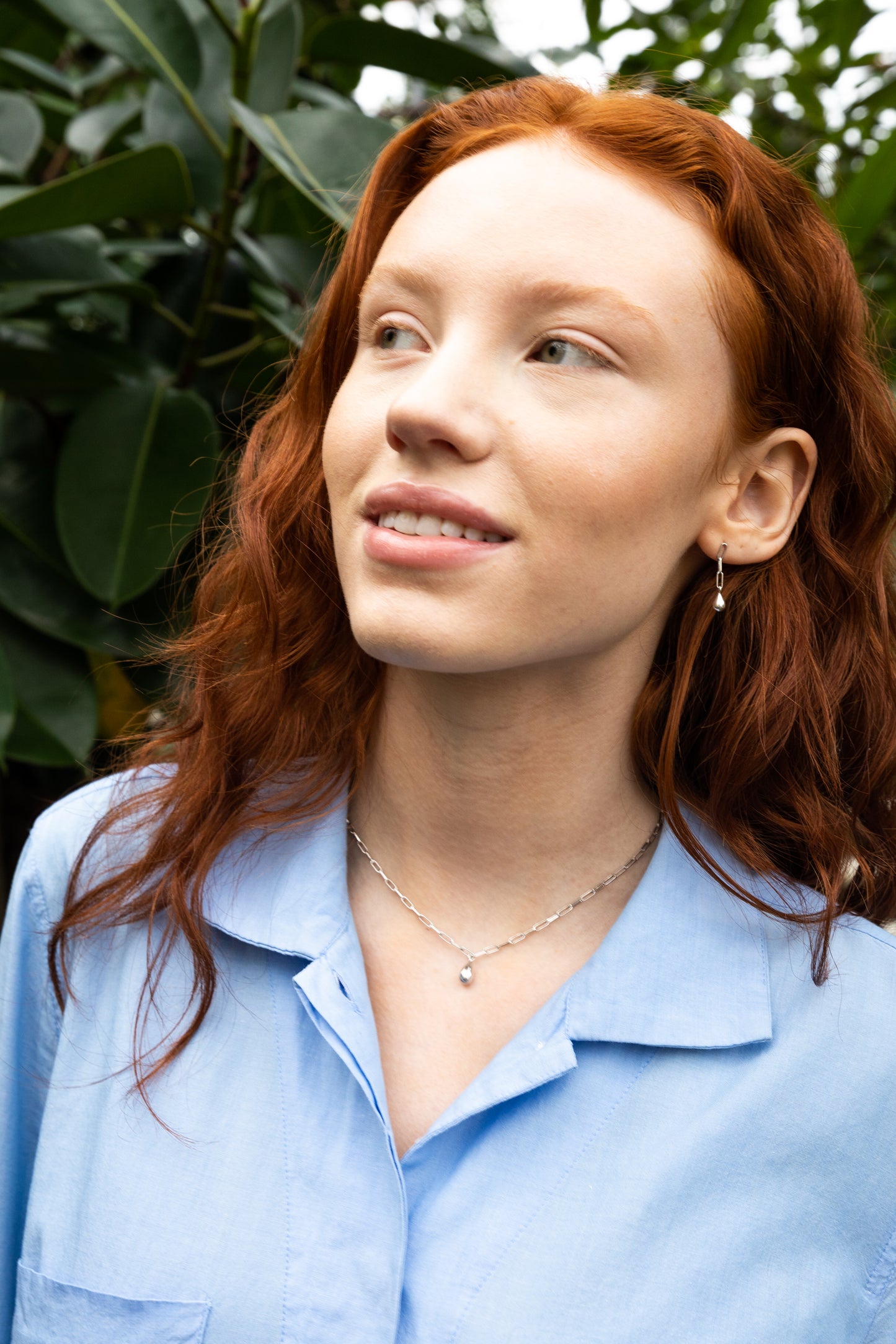 Drop Paperclip Silver Necklace