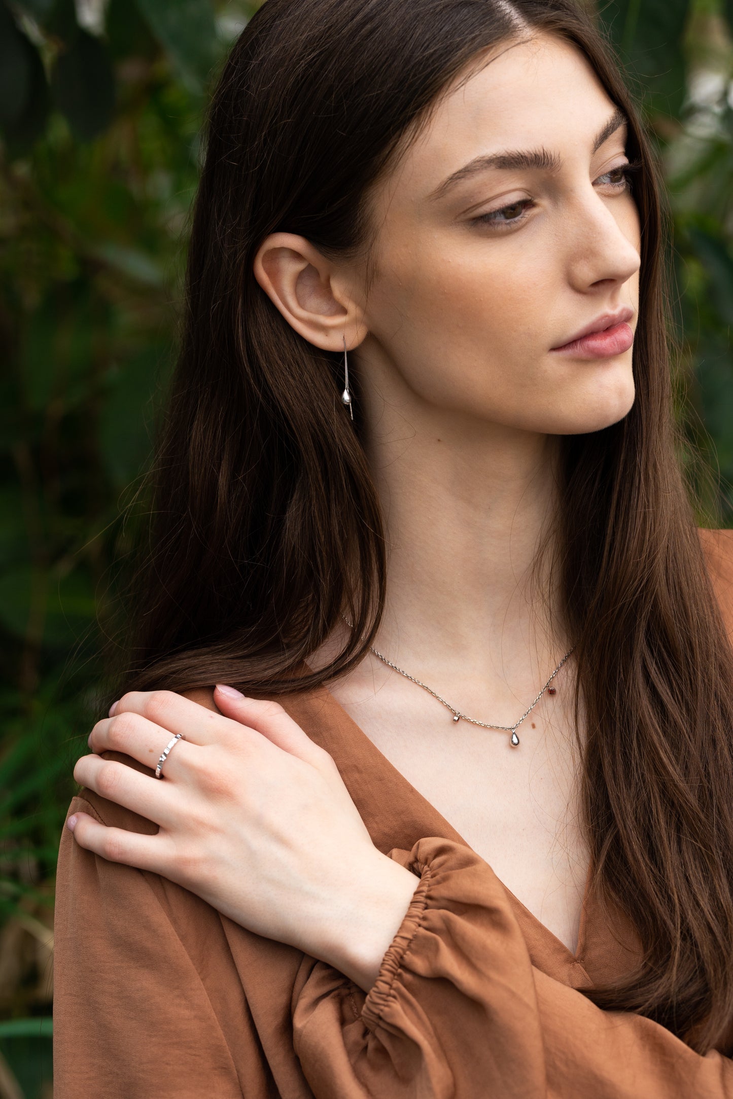 Drop Hanging Silver Earrings