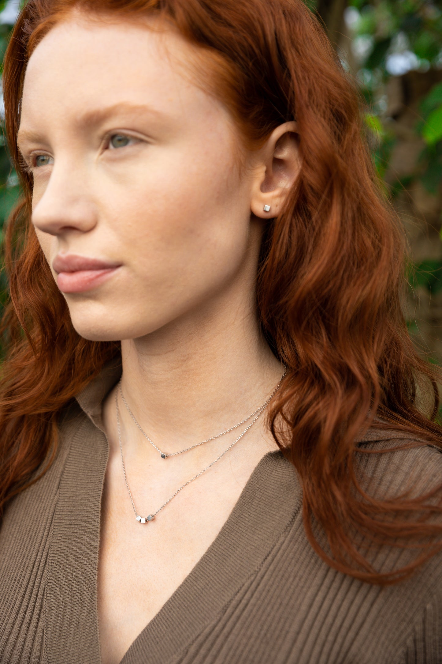 Cube Small Silver Necklace