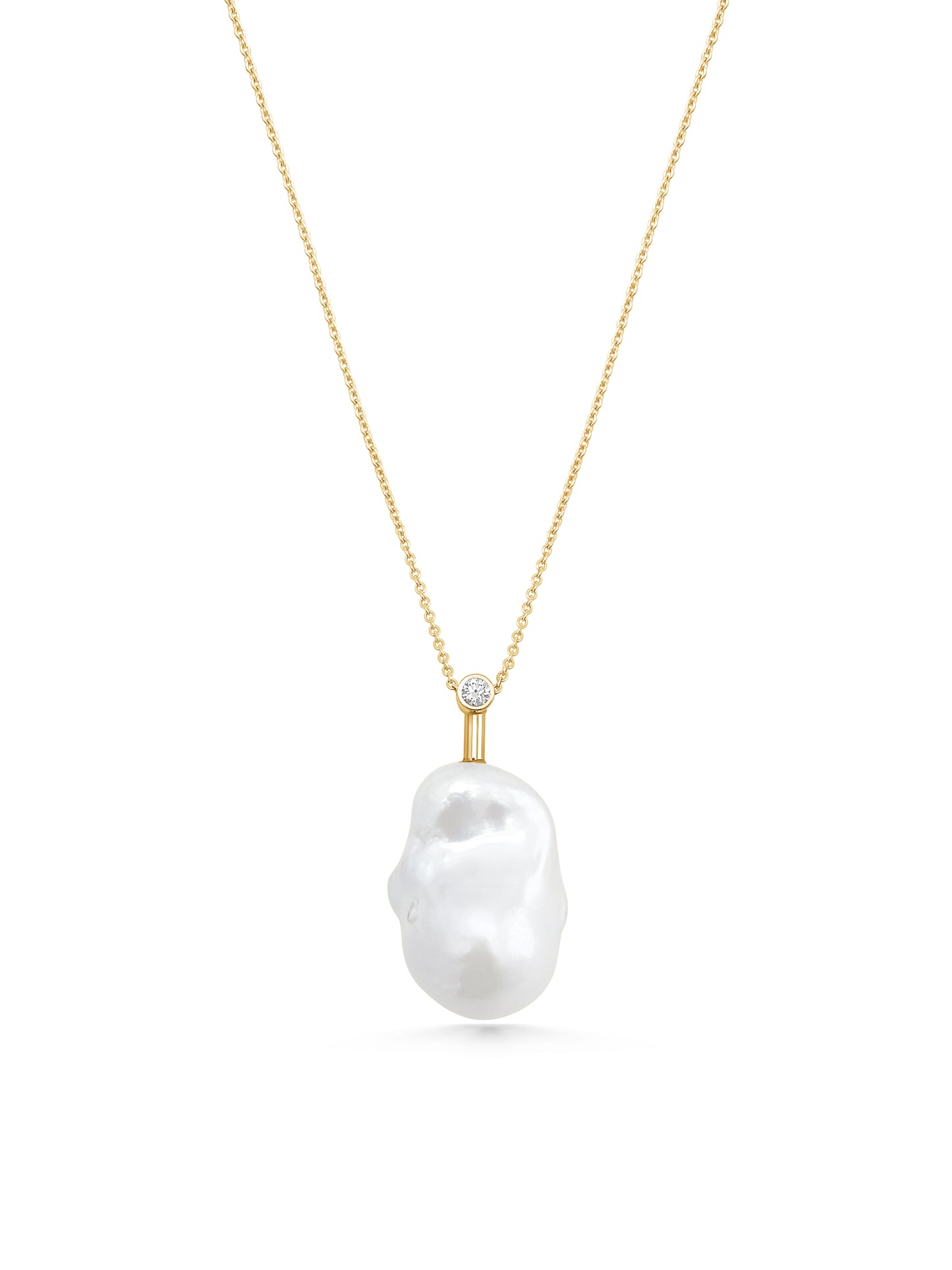 Baroque Pearl Necklace w. Diamond