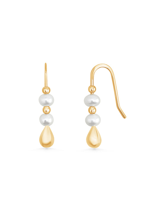 Pearl Earrings w. Gold Drop