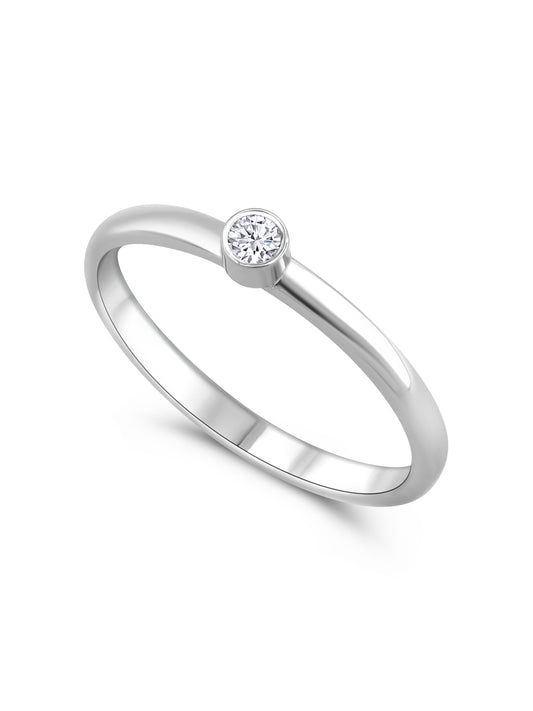 Essentials Basic White Gold Diamond Ring