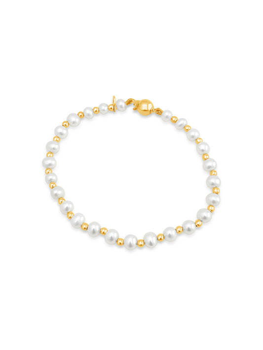 Pearl Bracelet w. Gold Beads