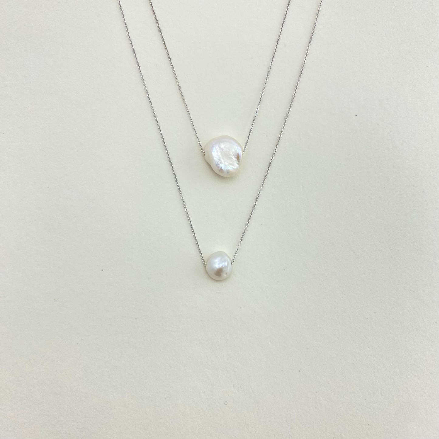 Large Pearl Silver Necklace