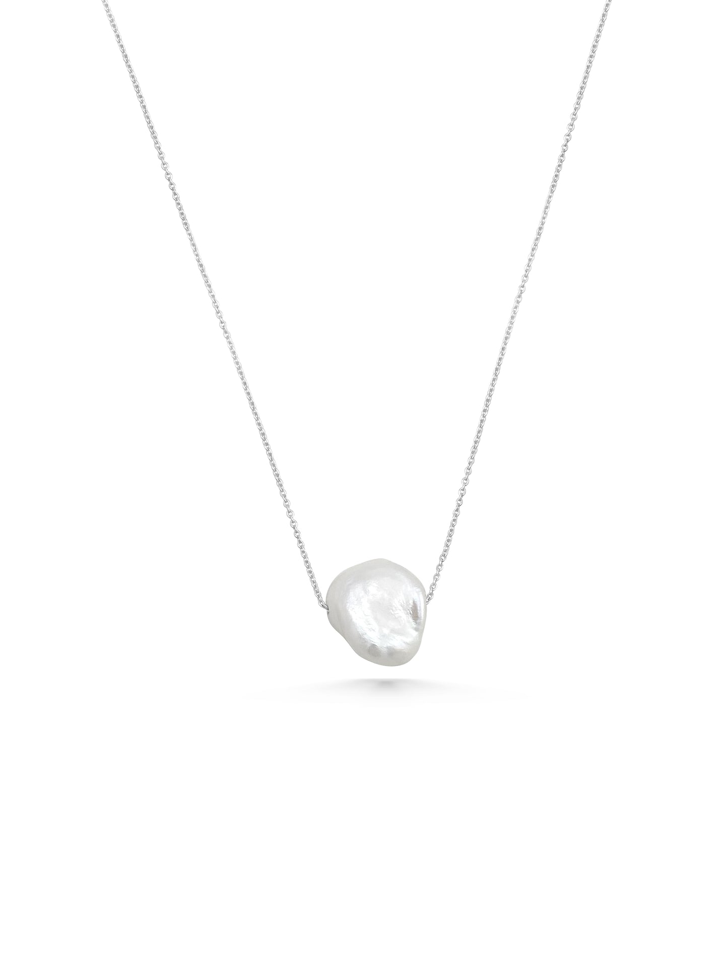 Large Pearl Silver Necklace