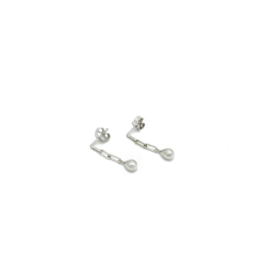 Drop Paperclip Silver Earrings
