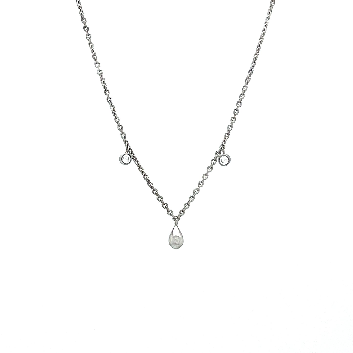 Drop/Stone Silver Necklace w. 1 Drop