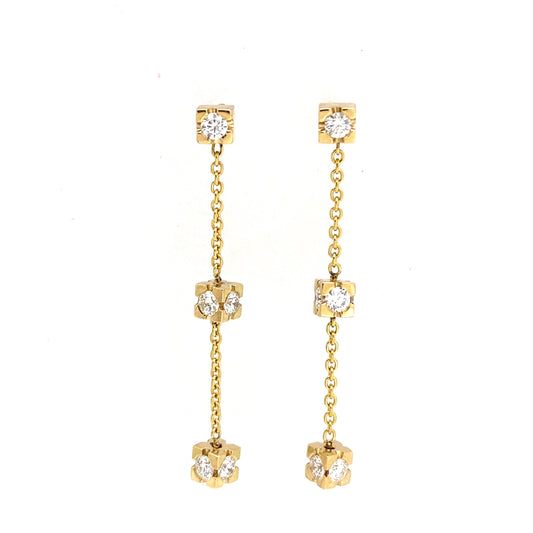 Cube Hanging Earrings With Diamonds
