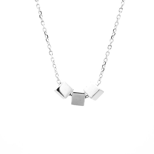 Cube Silver Necklace w. 3 Cubes