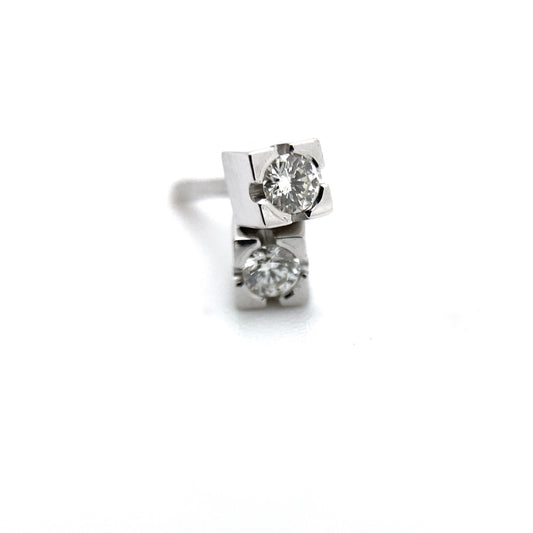 Cube White Gold Studs With Diamonds