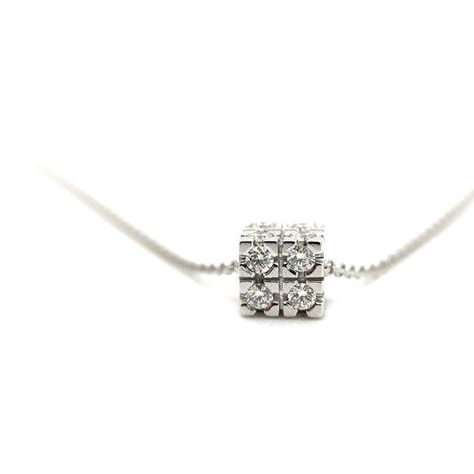 Cube Large White Gold Pendant With 16 Diamonds